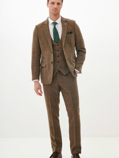 Marc Darcy Kris | Tan Tweed 3-Piece Suit