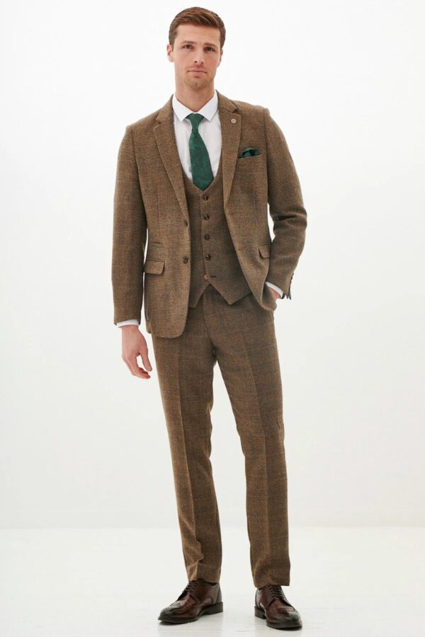 Marc Darcy Kris | Tan Tweed 3-Piece Suit