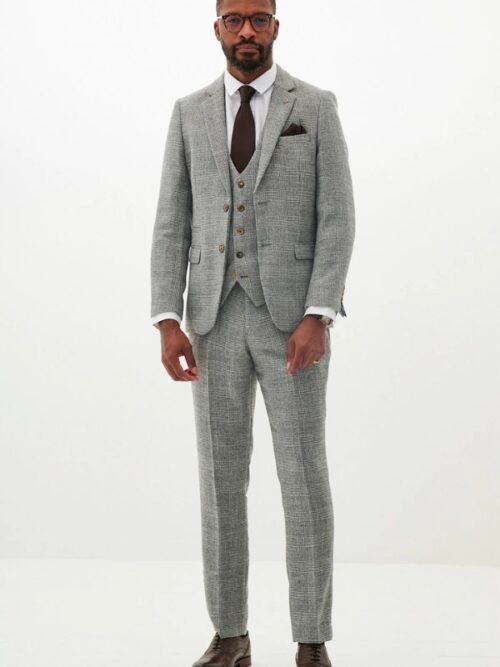 Marc Darcy Kris | Silver Grey Tweed 3-Piece Suit