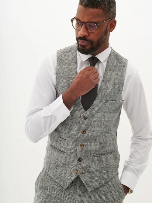 Marc Darcy KRIS | Silver Grey Tweed Waistcoat
