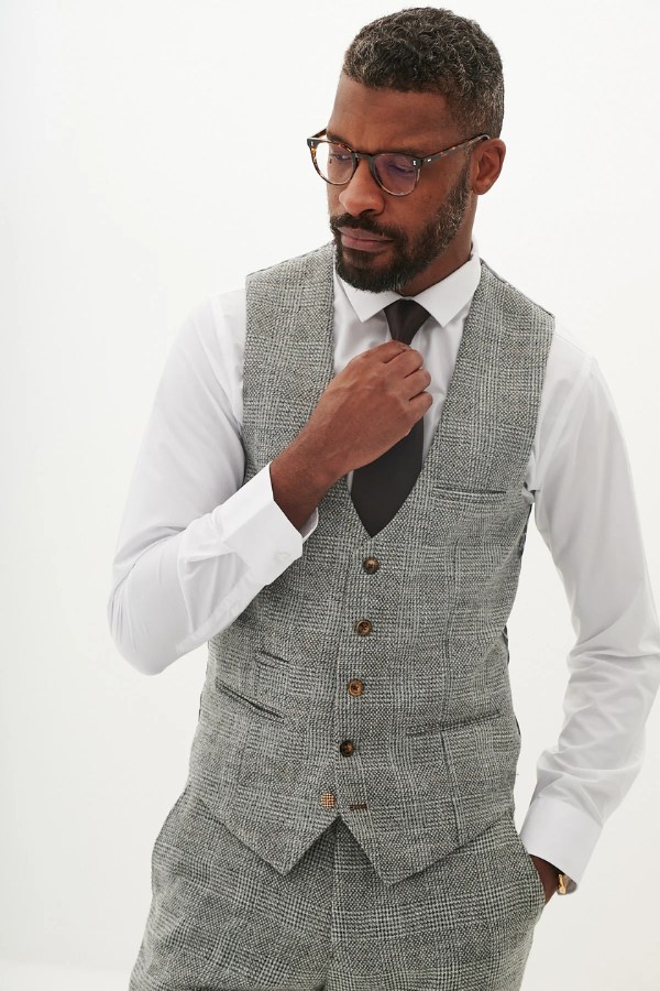 Marc Darcy KRIS | Silver Grey Tweed Waistcoat