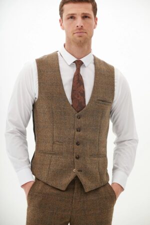 Marc Darcy KRIS | Tan Tweed Waistcoat