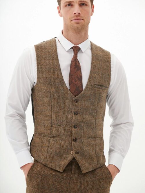 Marc Darcy KRIS | Tan Tweed Waistcoat