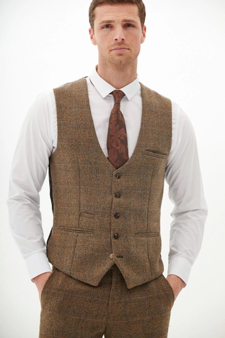Marc Darcy KRIS | Tan Tweed Waistcoat