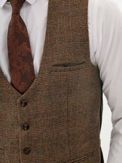 Marc Darcy KRIS | Tan Tweed Waistcoat
