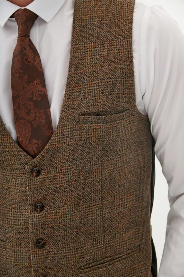 Marc Darcy KRIS | Tan Tweed Waistcoat