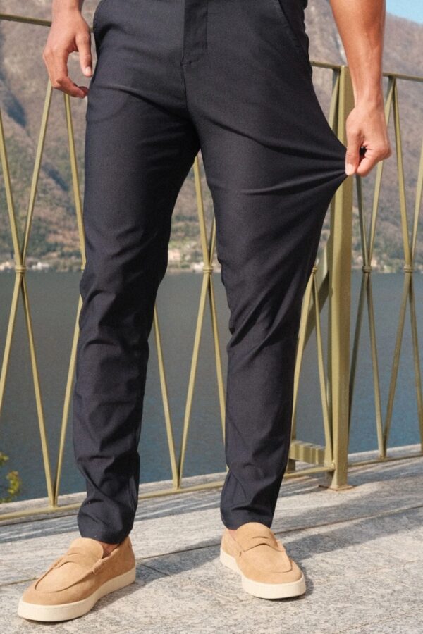 Stretch fit navy premium chino trousers